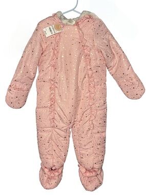 First Impressions Pink Snowsuit w/ Sherpa Lining 24M NWT